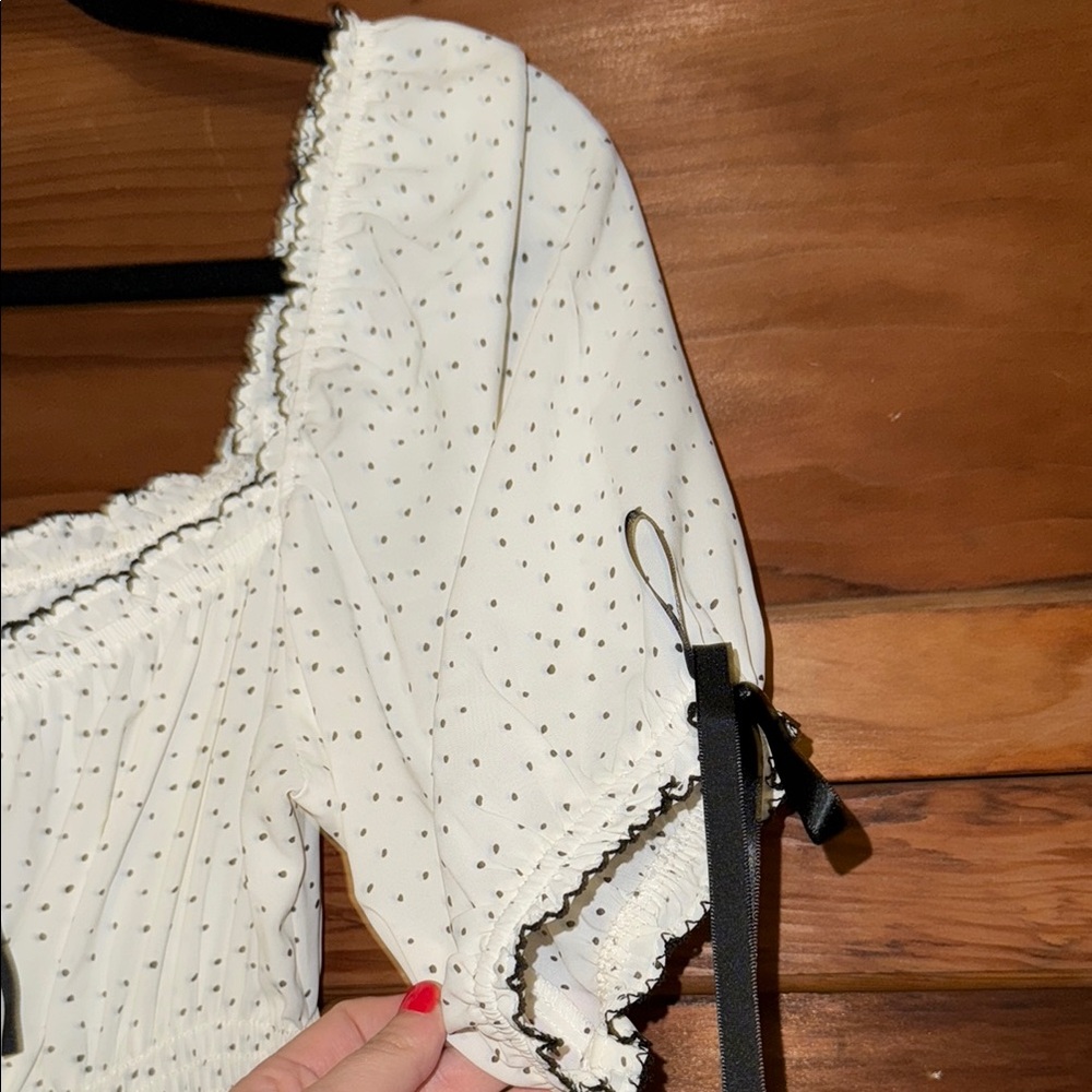 Cream Puff Sleeve Tie Front Midi Sundress - Picture 6 of 7